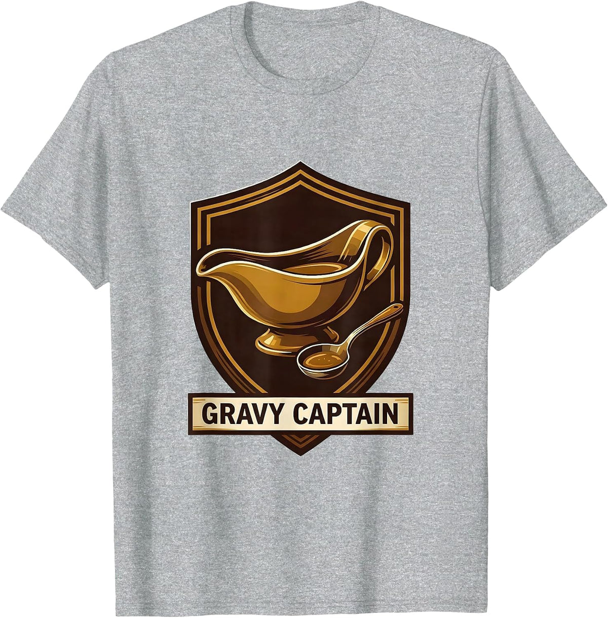 Men's Gravy Captain Funny Friendsgiving Crew Matching Group Humor T-Shirt - Heather Grey