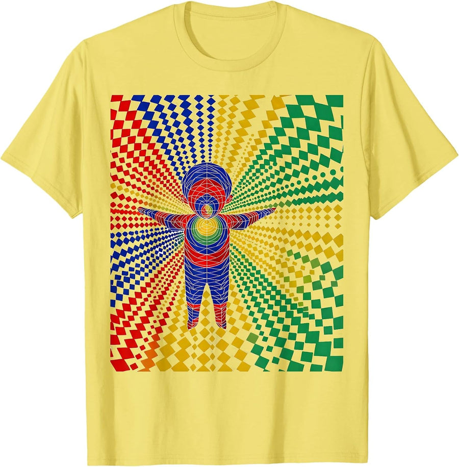 Men's Joyful Child Spinning Under Rainbow Sprinkles T-Shirt - Lemon Yellow