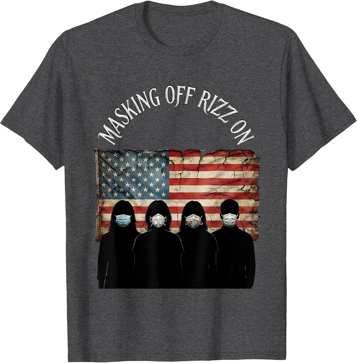 Men's Rizz Em With The Tism Masking Off Rizz On T-Shirt - Dark Heather Grey