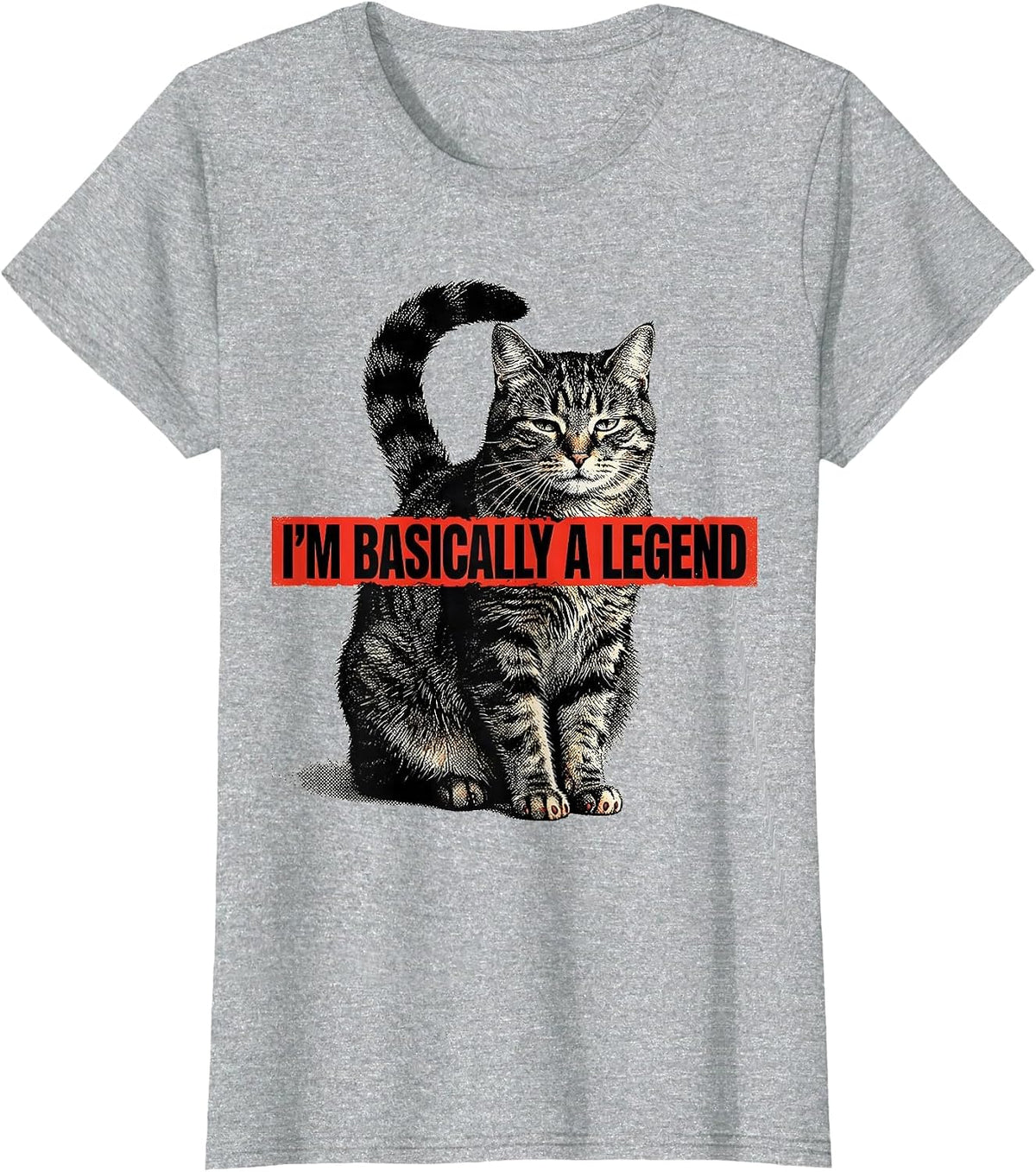 Women's I'm Basically A Legend Funny Cat Meme Cat Owner Humor T-Shirt - Heather Grey