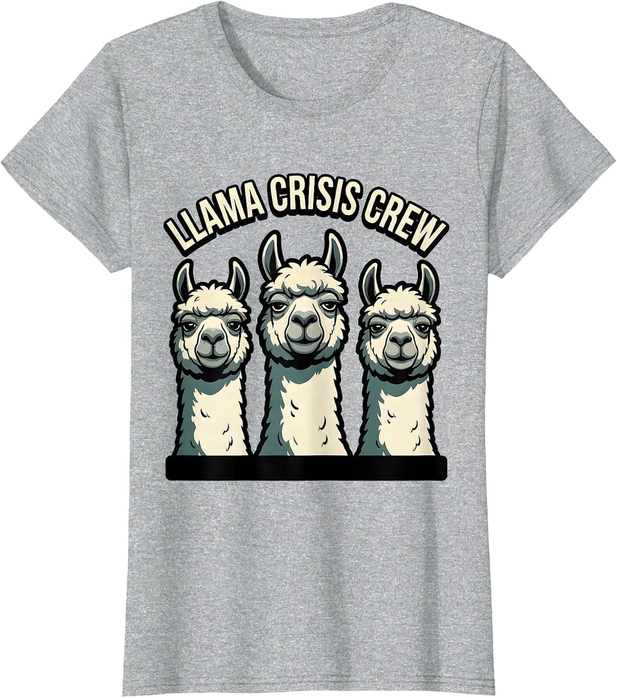 Llama Crisis Crew Funny Llama Alpaca Lover Gift T-Shirt - Heather Grey