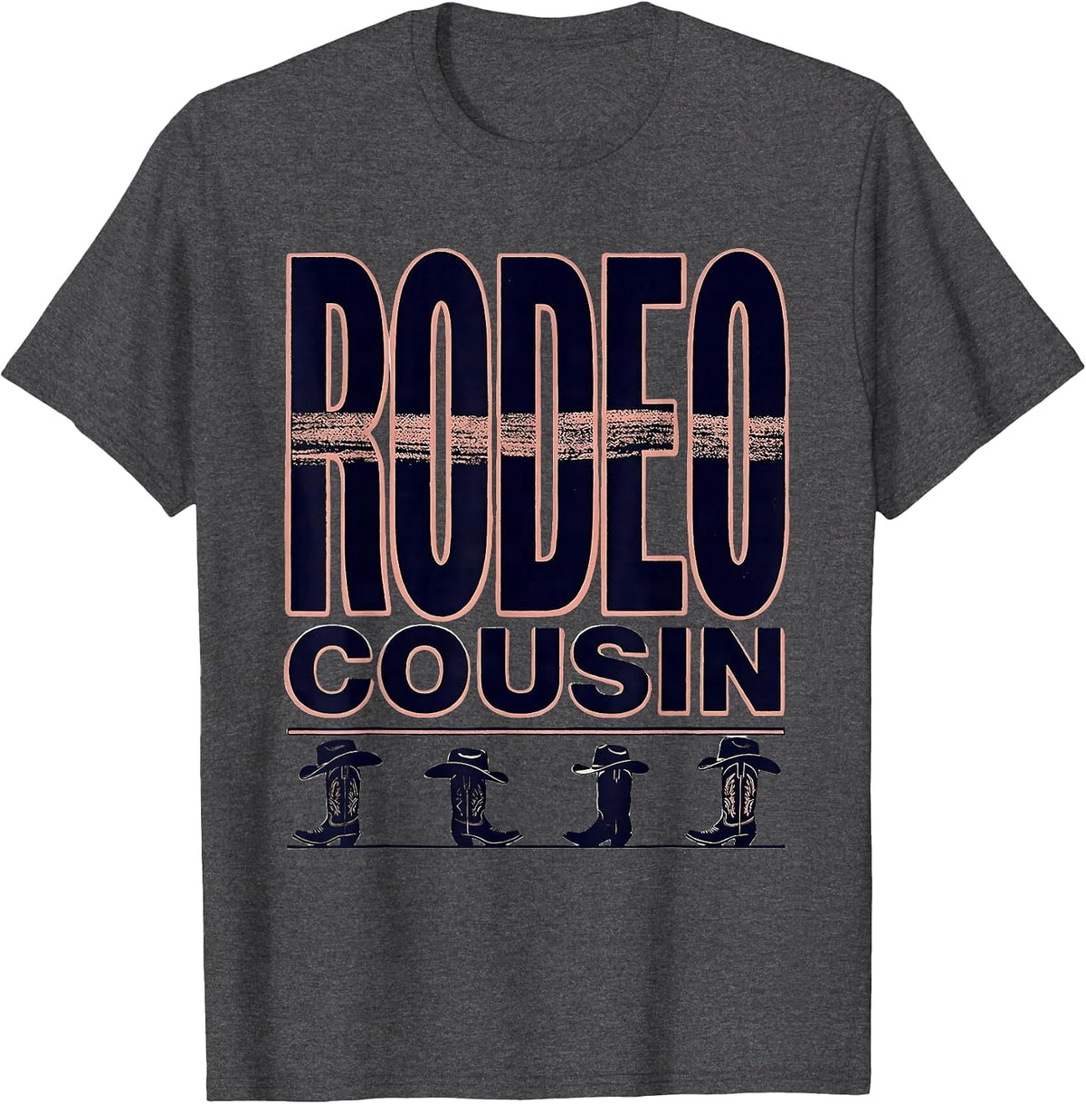 Men's Rodeo Cousin Pink Boots Coquette CowGirl Birthday Party T-Shirt - Dark Heather Grey