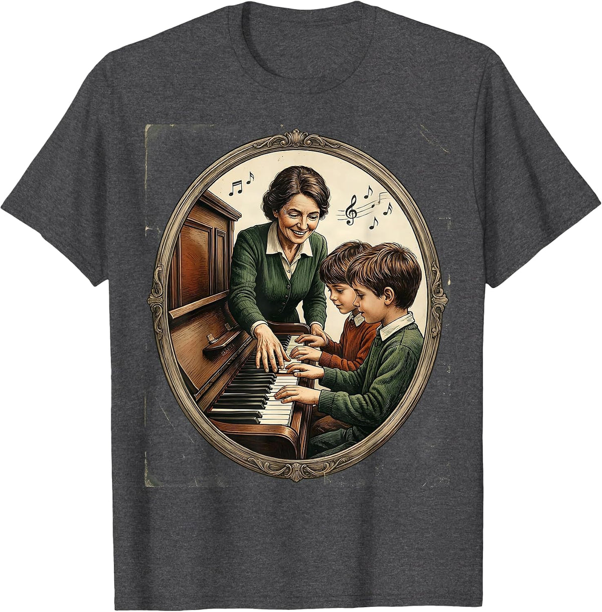 Vintage Piano Teacher Classroom Music Education T-Shirt - Dark Heather Grey