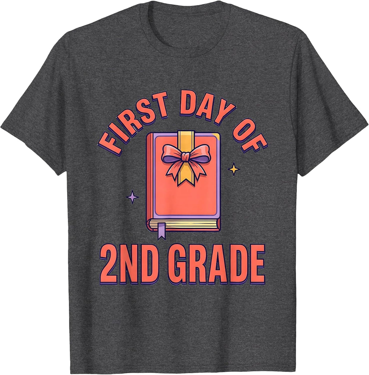 Men's First Day Of 2nd Grade Coquette Back To School Girls Kids T-Shirt - Dark Heather Grey