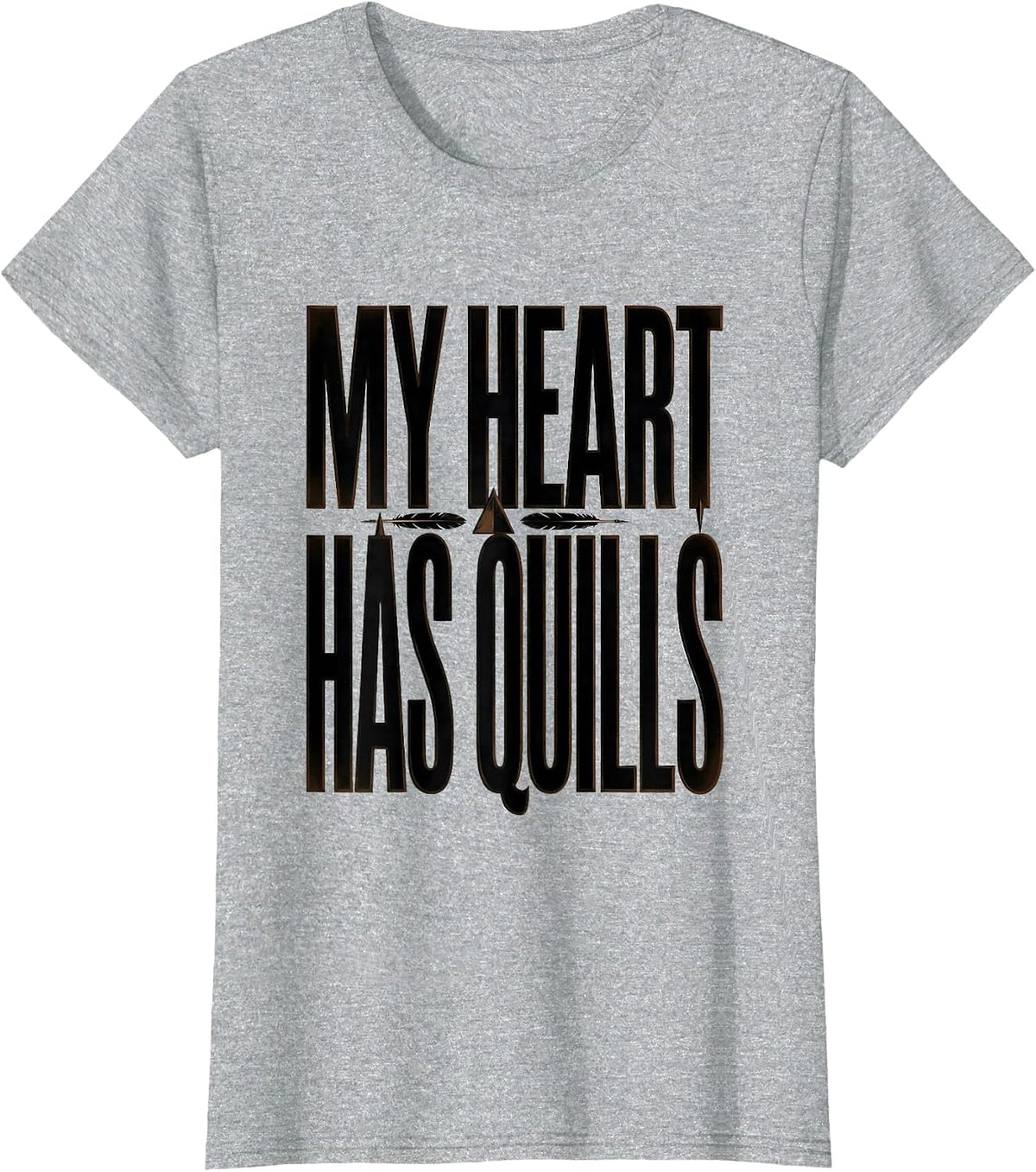 Women's My Heart Has Quills Cute Hedgehog Lover Funny Humor T-Shirt - Heather Grey