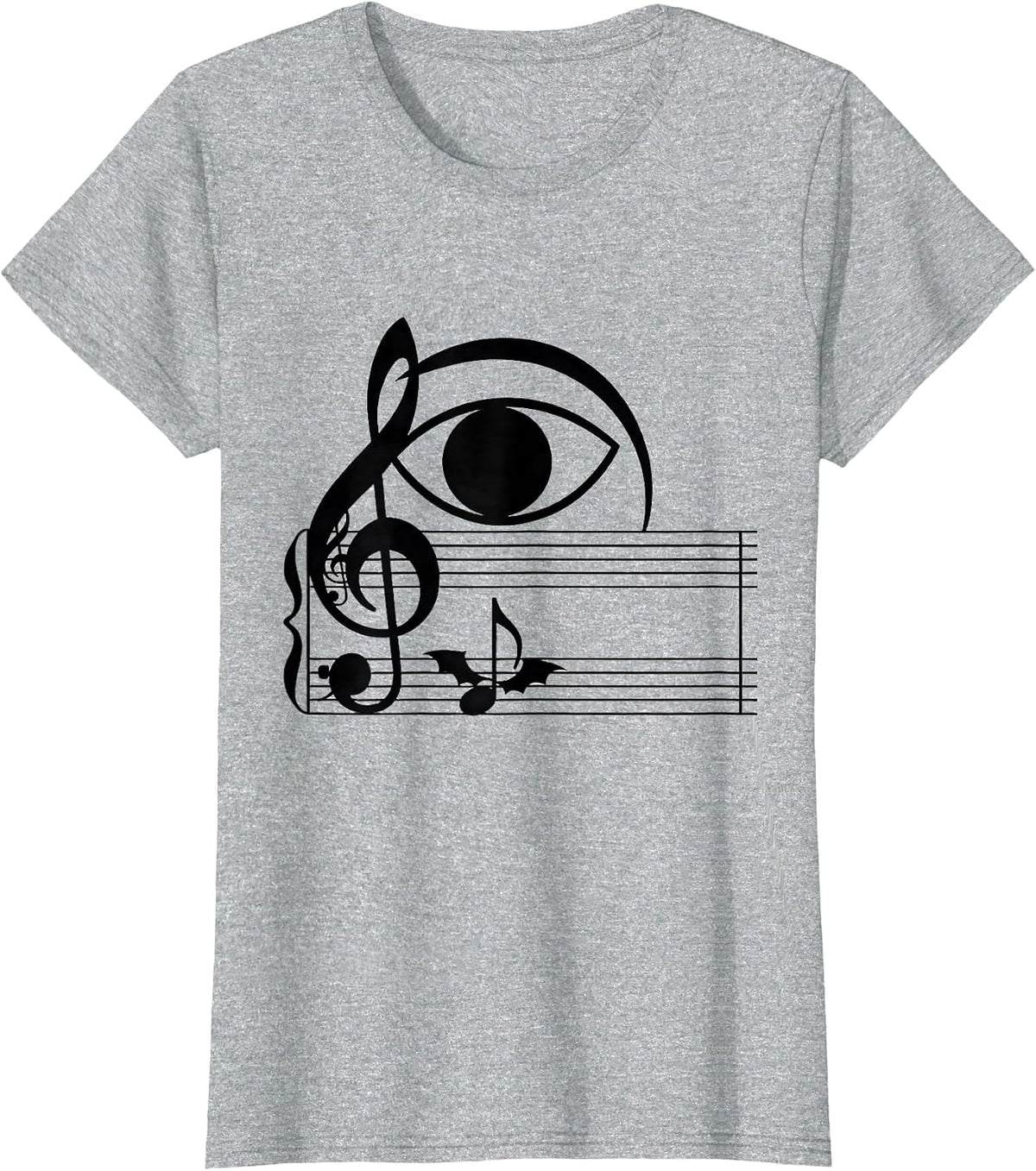Ghost Musician Line Art Music Teacher Halloween Humor T-Shirt - Heather Grey