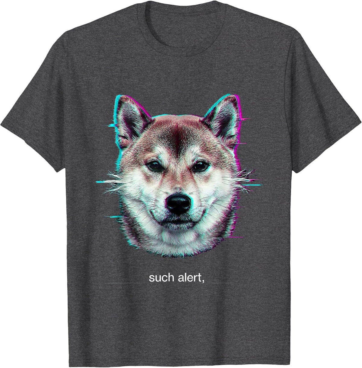 Men's such alert Glitch Kawaii Shiba Inu Dog Lover Meme Humor T-Shirt - Dark Heather Grey