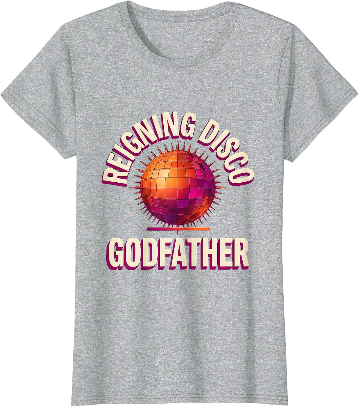 Women's Reigning Disco Godfather Gradient Retro 70s Disco Party T-Shirt - Heather Grey