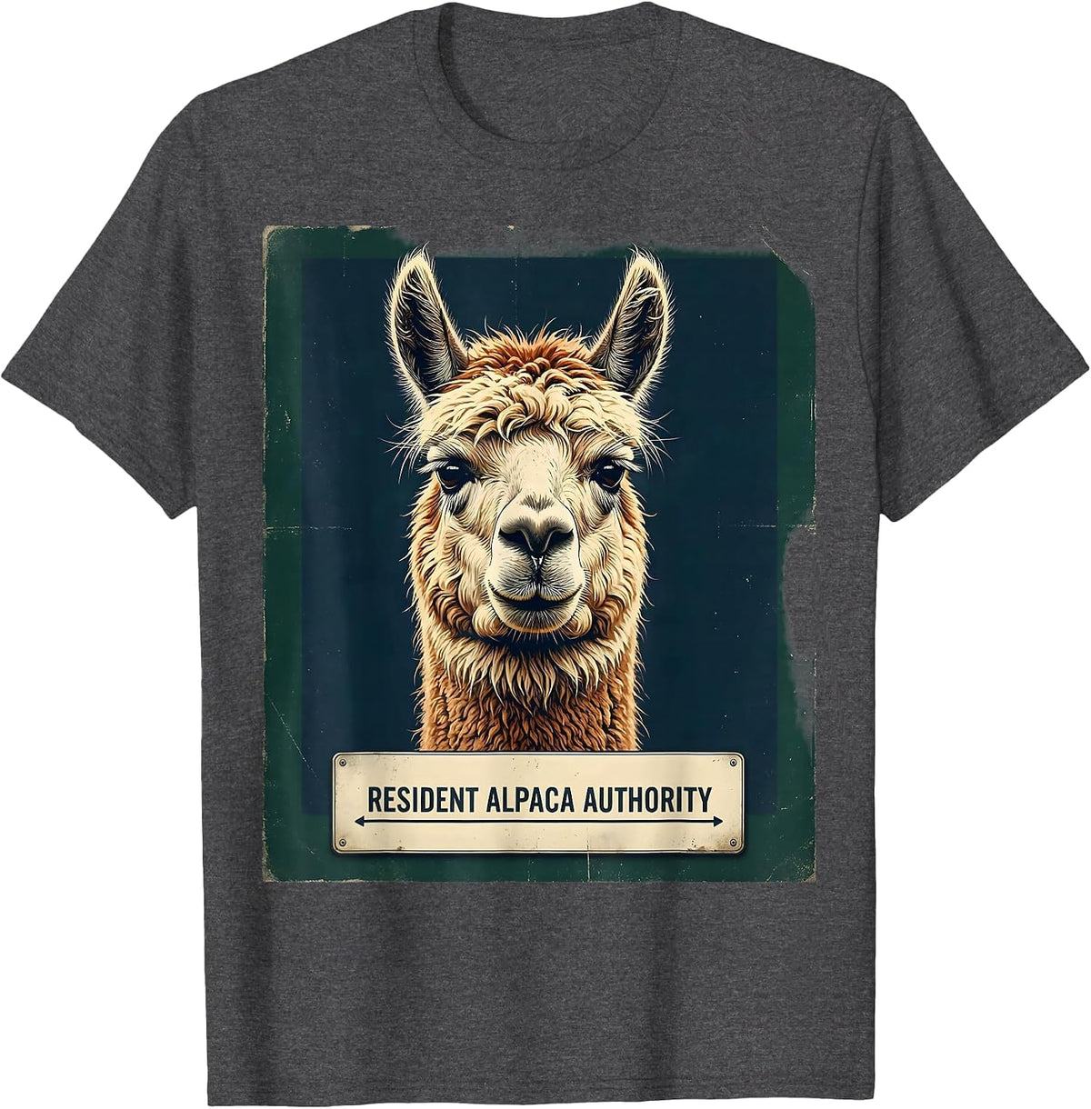 Men's Resident Alpaca Authority Vintage Funny Alpaca Lover Gift T-Shirt - Dark Heather Grey