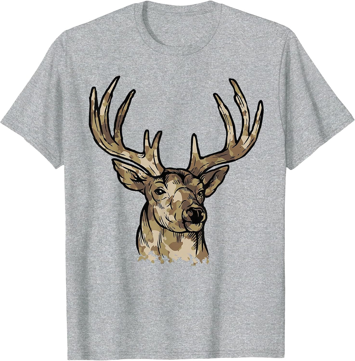 Deer Gear for Hunters Camo Whitetail Buck T-Shirt - Heather Grey