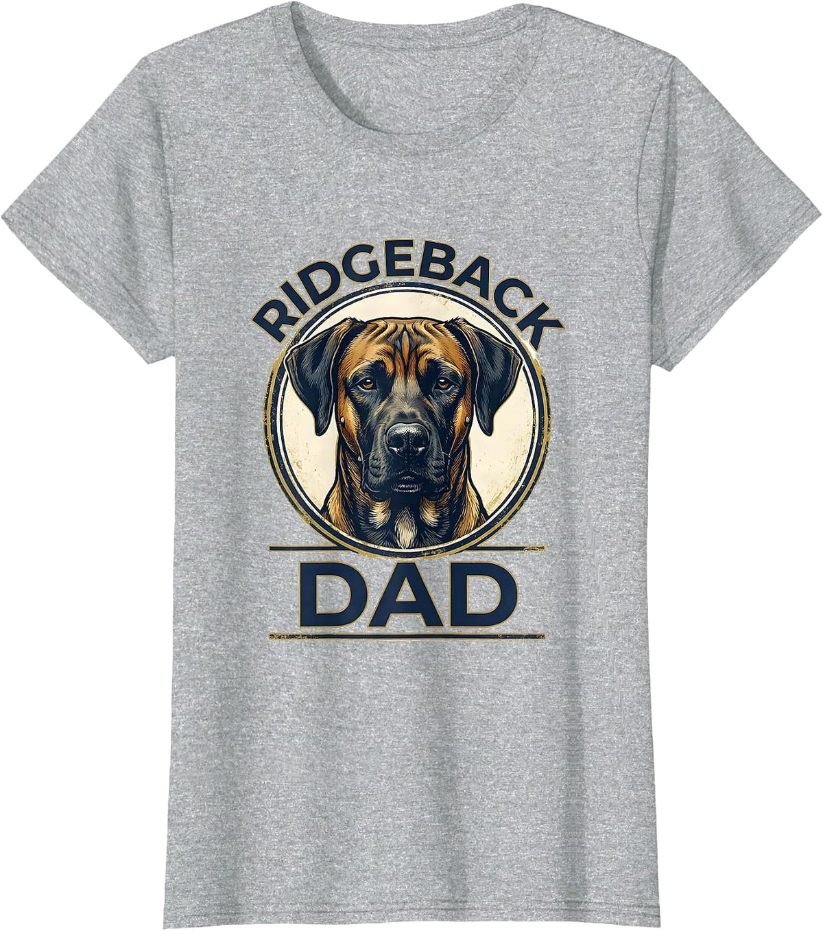 Women's Ridgeback Dad Vintage Rhodesian Ridgeback Dog Lover Emblem T-Shirt - Heather Grey