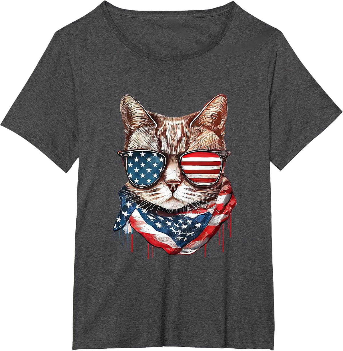 Memorial Day Veterans Day 4th of July Patriotic US Flag T-Shirt - Dark Heather Grey