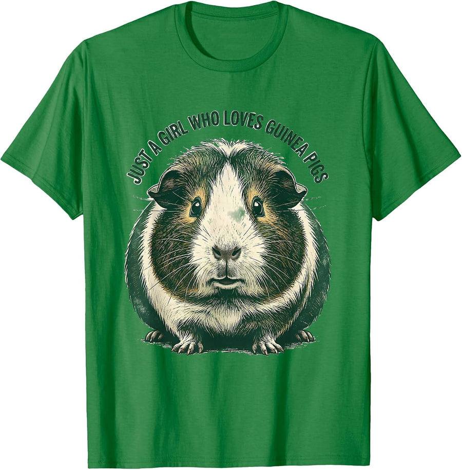 Men's Just A Girl Who Loves Guinea Pigs Funny Rubber Stamp Animal T-Shirt - Kelly Green