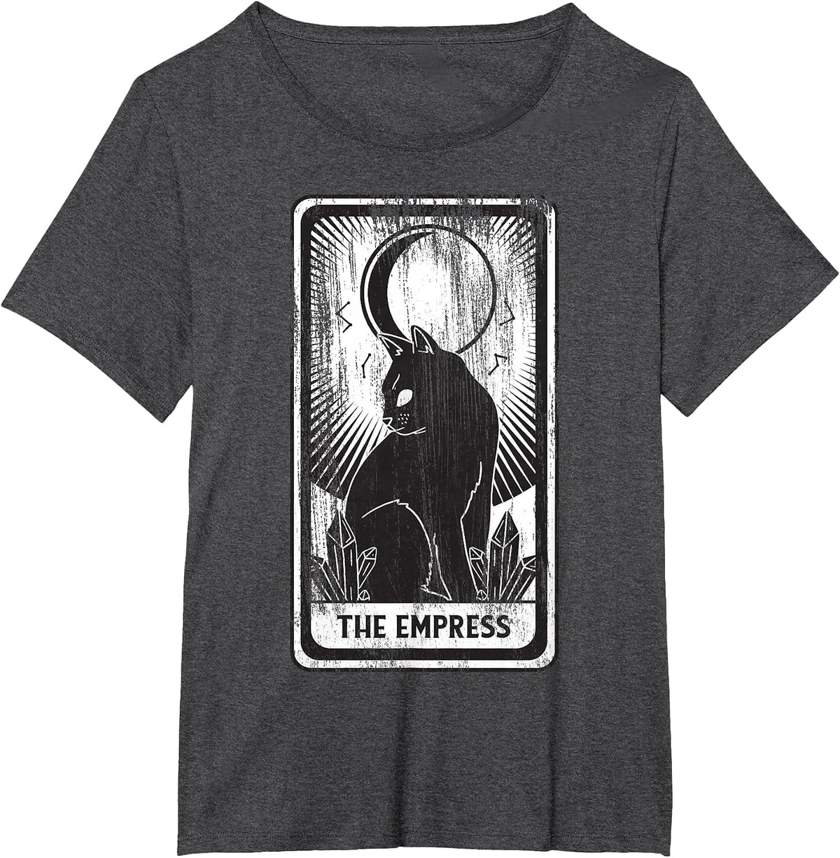Black Cat Empress Tarot Card T-Shirt - Dark Heather Grey
