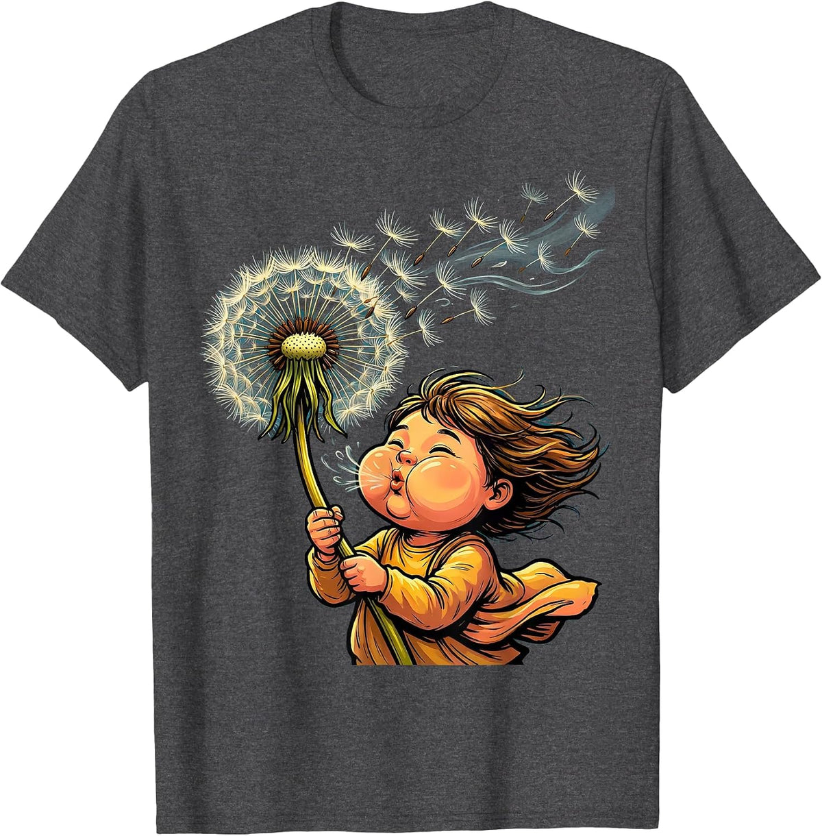 Men's Down Syndrome Awareness Dandelion Child Design T-Shirt - Dark Heather Grey