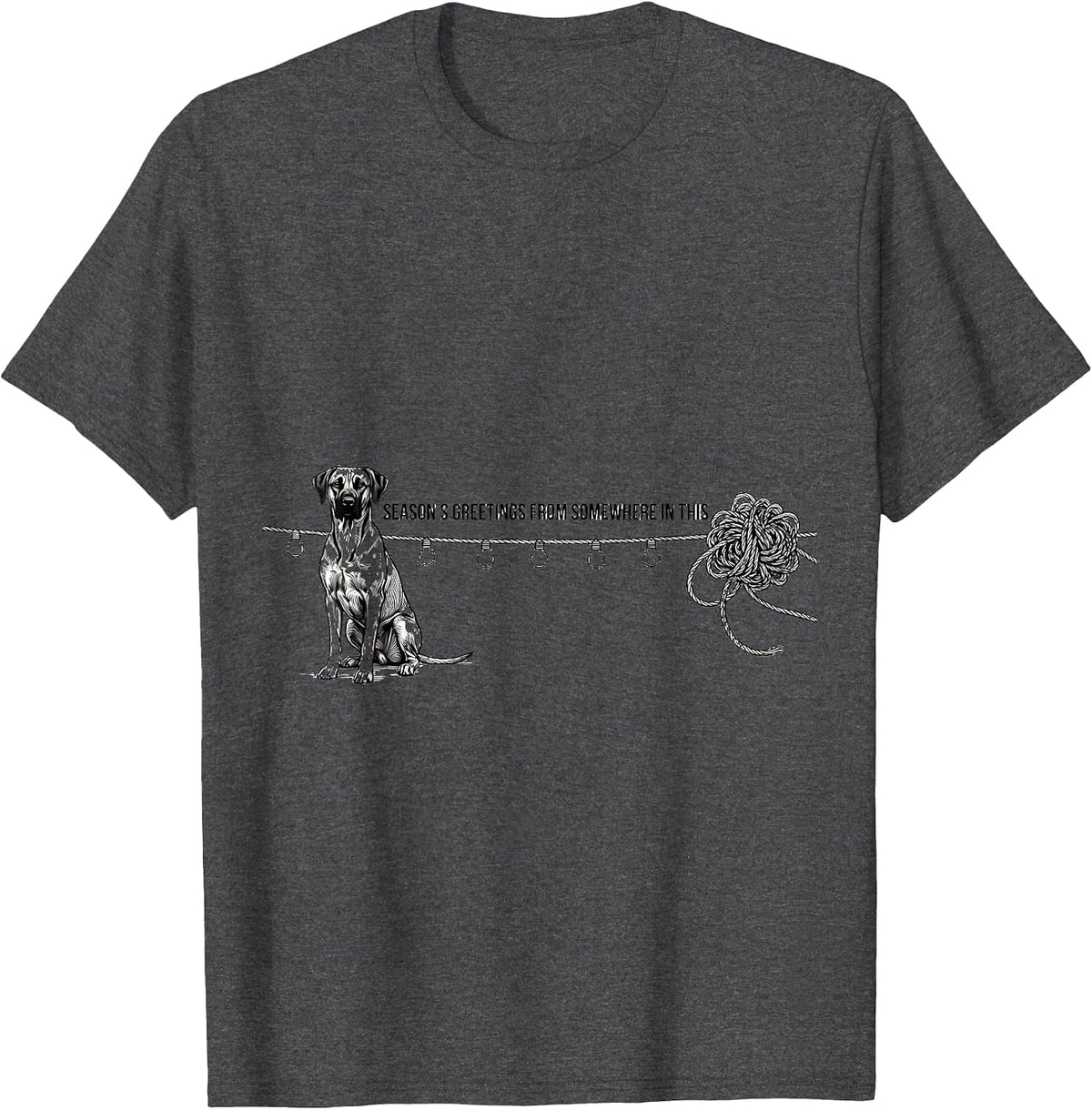Men's Season's Greetings From Somewhere In This Rhodesian T-Shirt - Dark Heather Grey