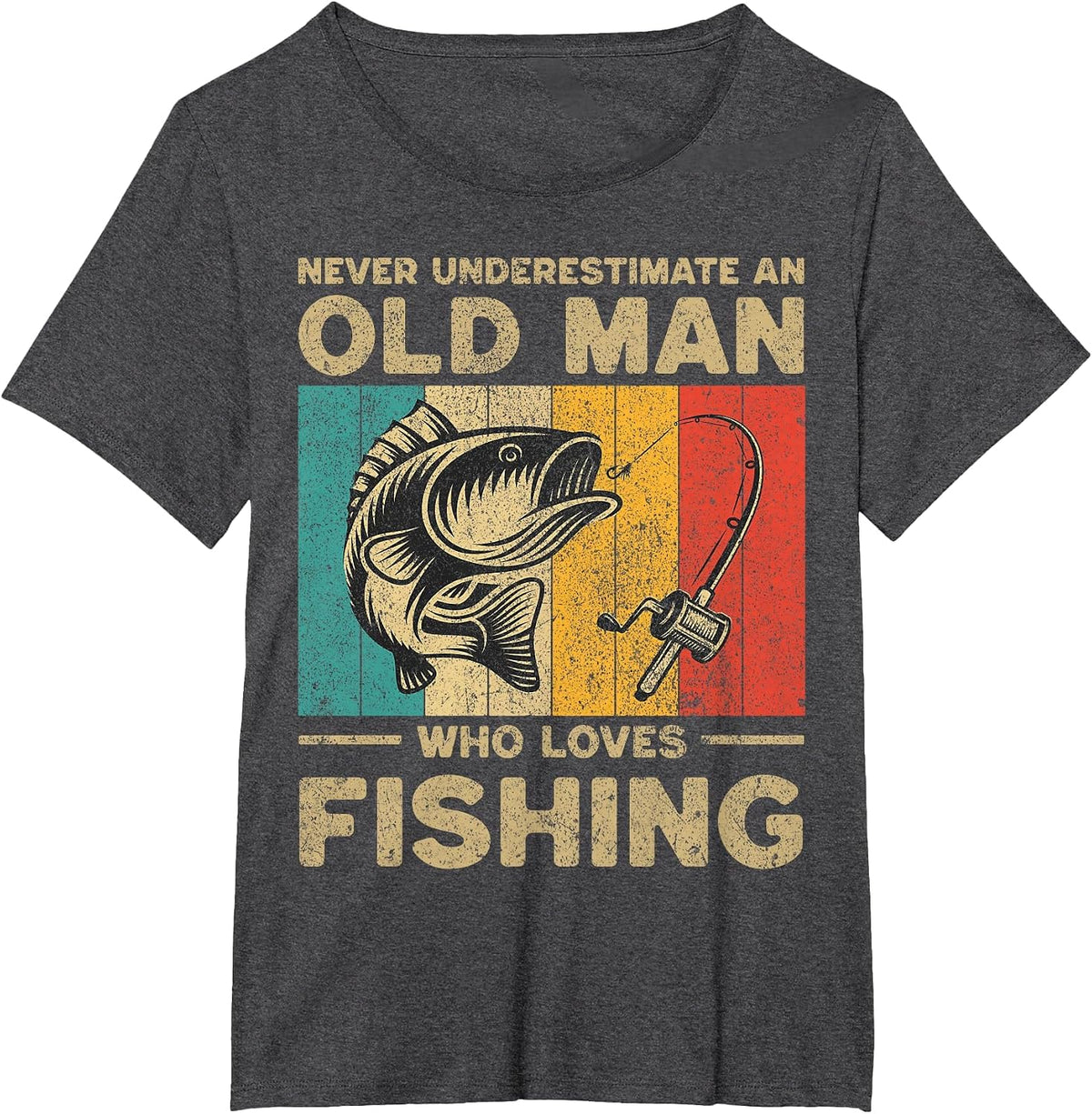 Funny Vintage Fishing Jokes Womens Mens Fisherman Bass Fish T-Shirt - Dark Heather Grey