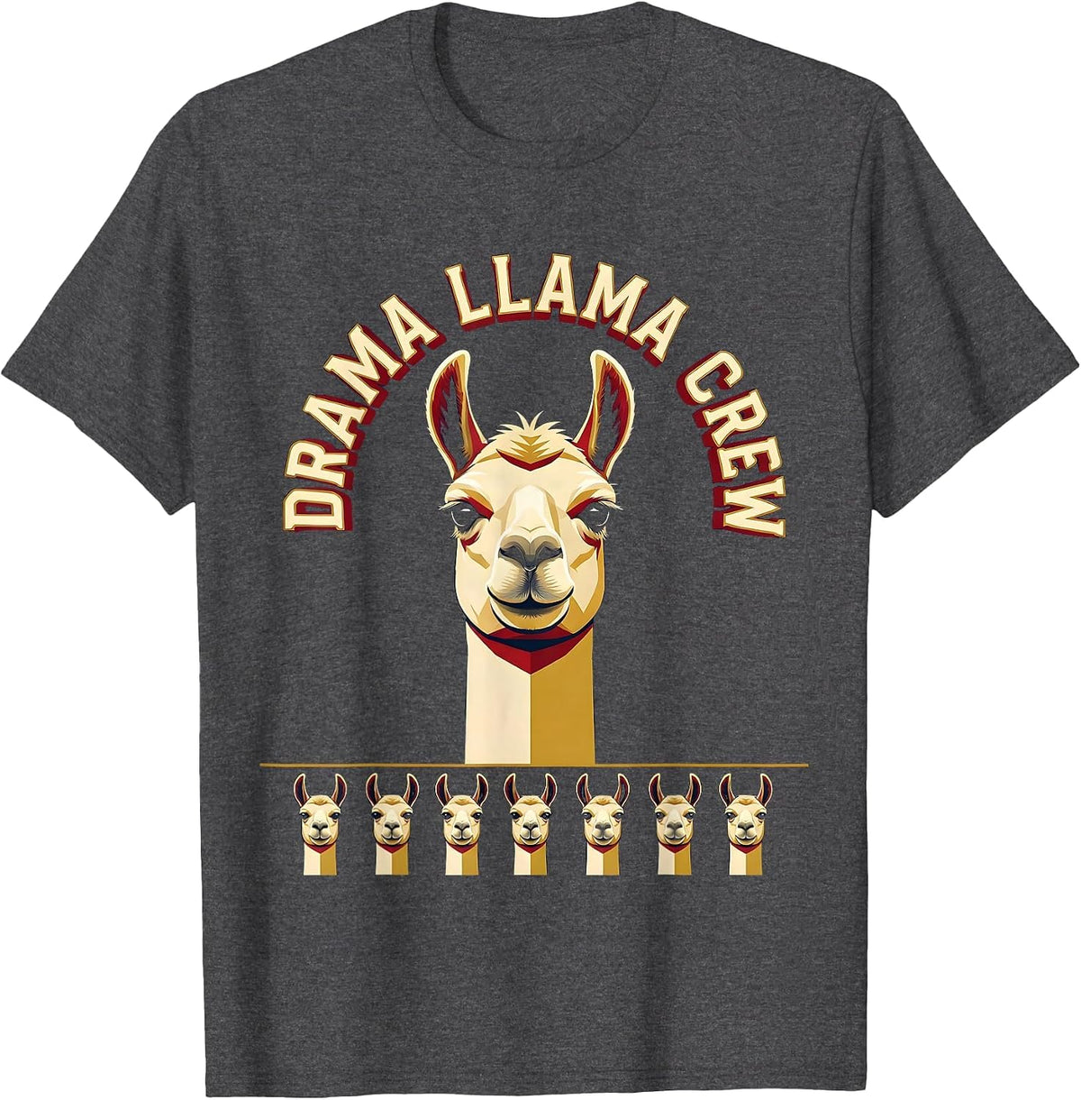 Men's Drama Llama Crew Funny Llama Lover Novelty Gift T-Shirt - Dark Heather Grey
