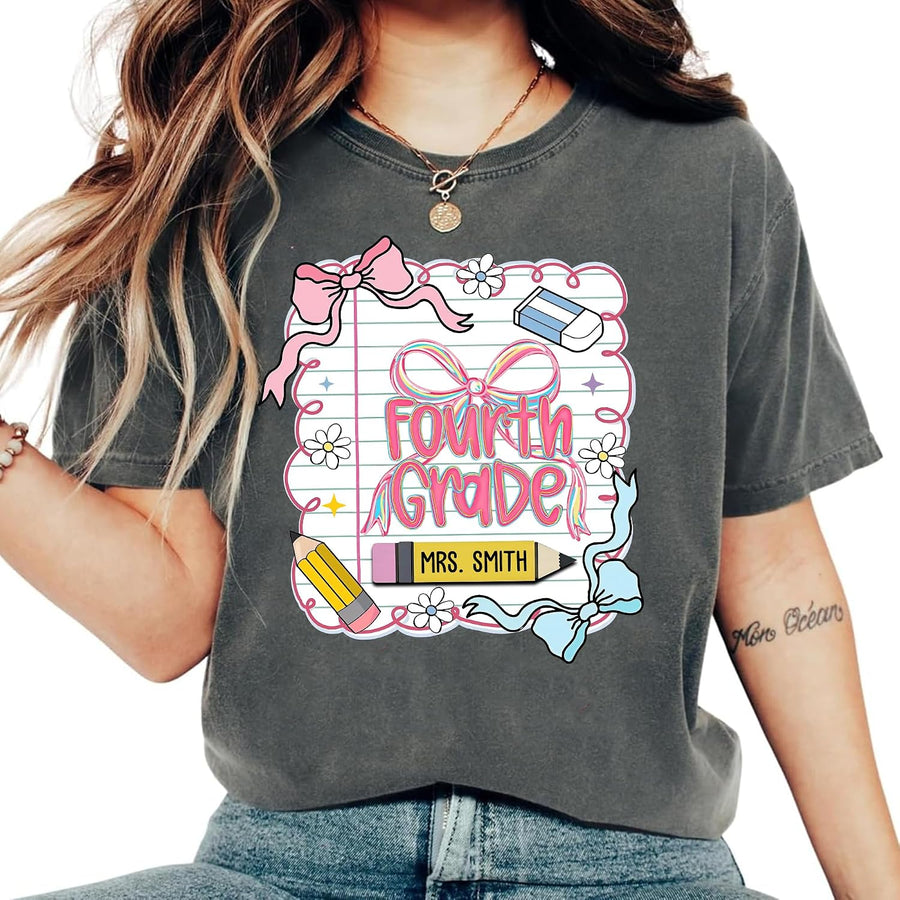 Custom Back to School Teacher Shirt, Cute First Day of School Tee for Pre-K, Kindergarten, 1st, 2nd, 3rd Grade Teacher -