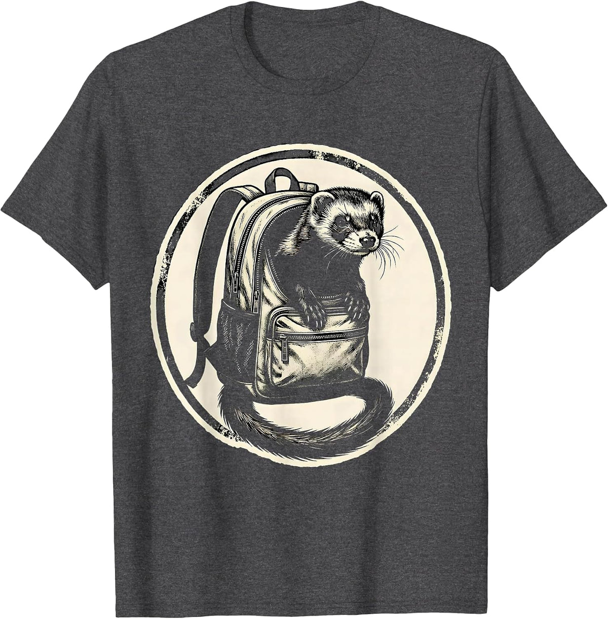 Men's Sealed Ferret Backpack Badge Funny Ferret Lover Christmas T-Shirt - Dark Heather Grey