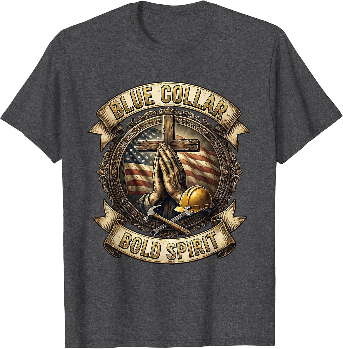 Blue Collar Bold Spirit Labor Day Graphic T-Shirt - Dark Heather Grey