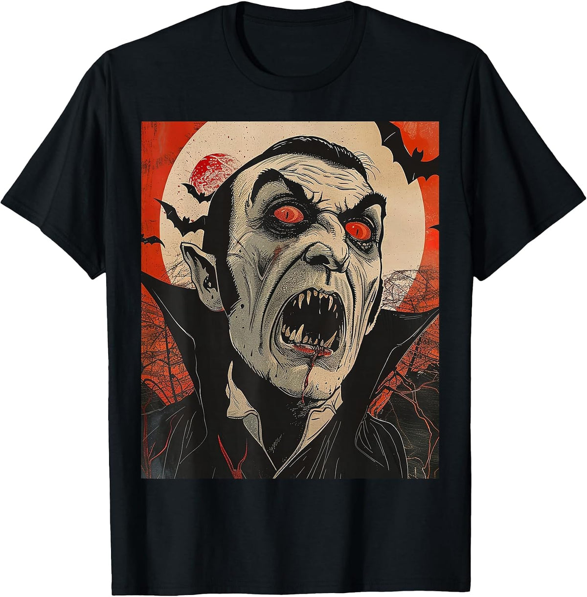 Dracula Vampire Horror Spooky Halloween Costume T-Shirt - Black
