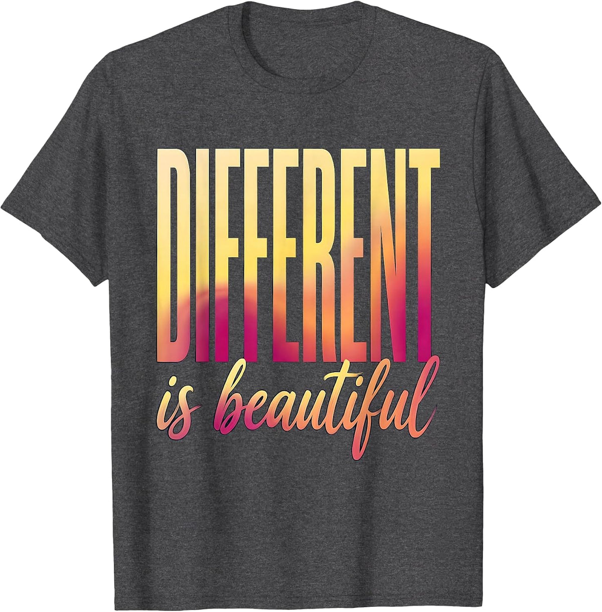 Different Is Beautiful Down Syndrome Awareness Design T-Shirt - Dark Heather Grey