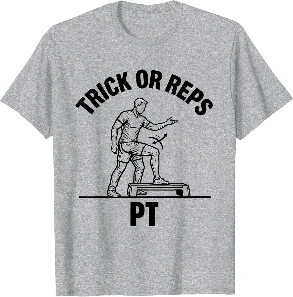 Men's Trick Or Reps PT Ghost Physical Therapy Halloween Humor T-Shirt - Heather Grey