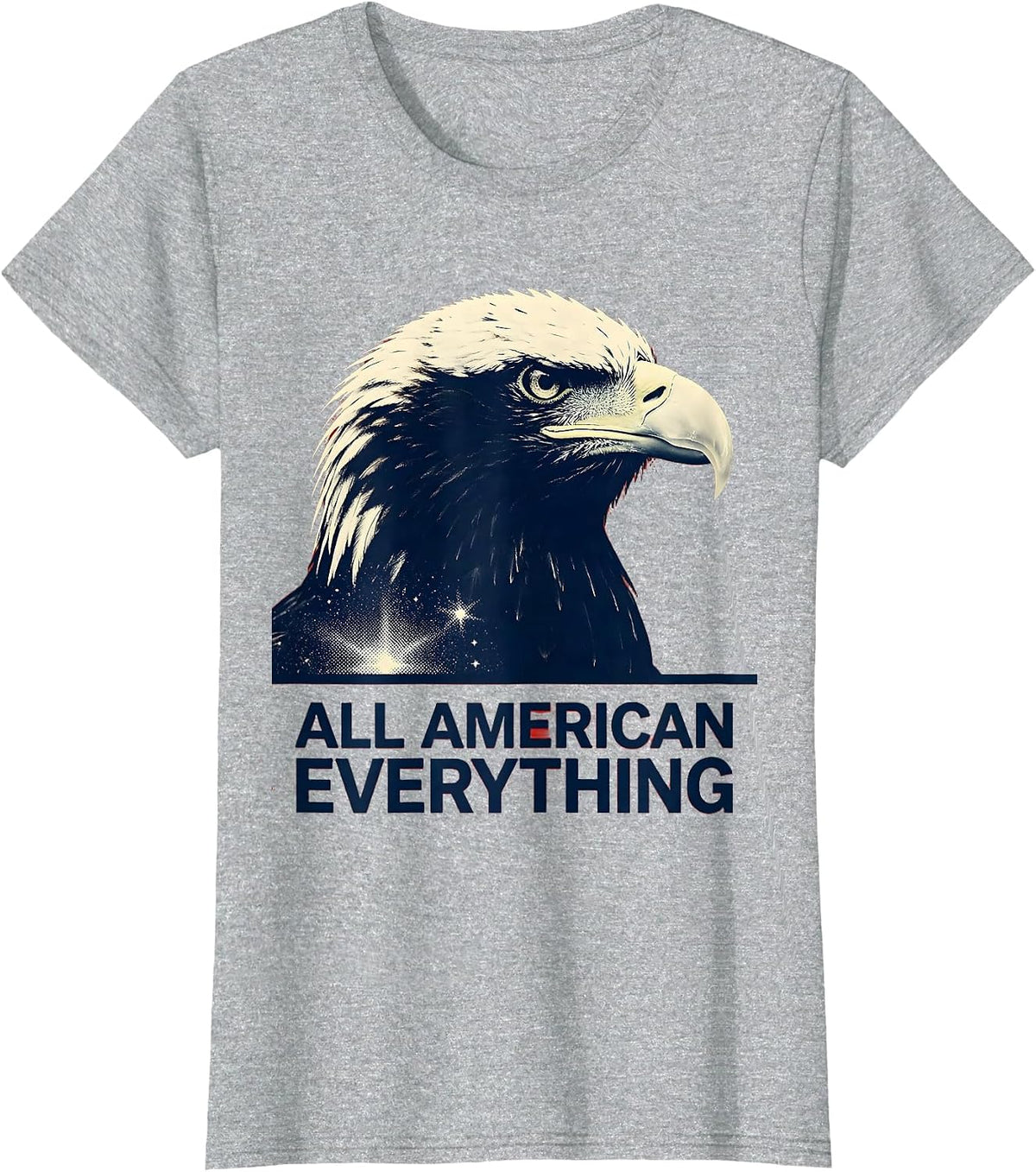 All American Everything Patriotic USA Design T-Shirt - Heather Grey