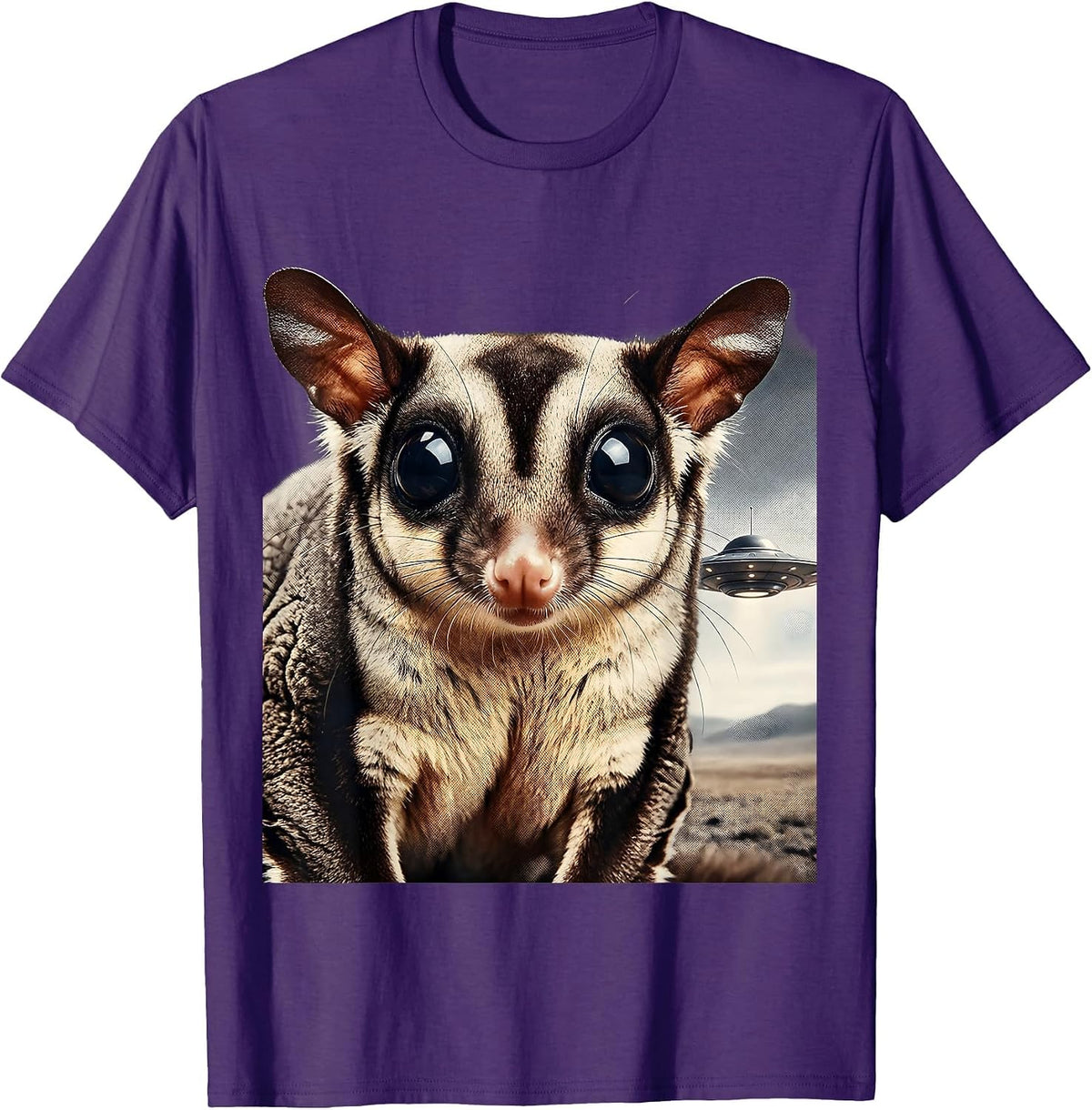 Men's Sugar Glider UFO Humor Sci-Fi Animal Lover Gift T-Shirt - Purple