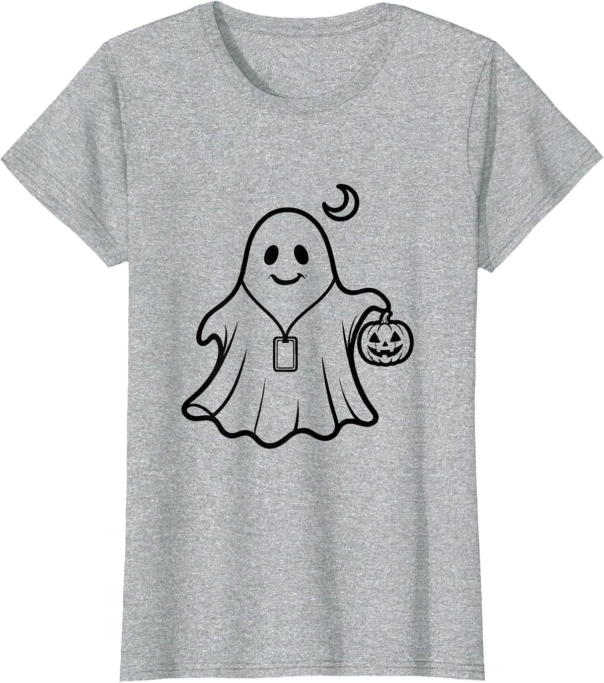 Rounded Ghost Halloween School Counselor Mental Health T-Shirt - Heather Grey