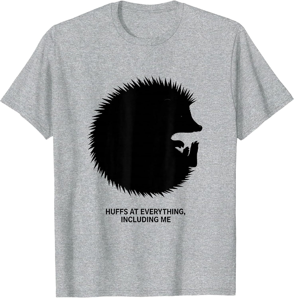 Men's Huffs At Everything, Including Me Cute Hedgehog Lover Humor T-Shirt - Heather Grey