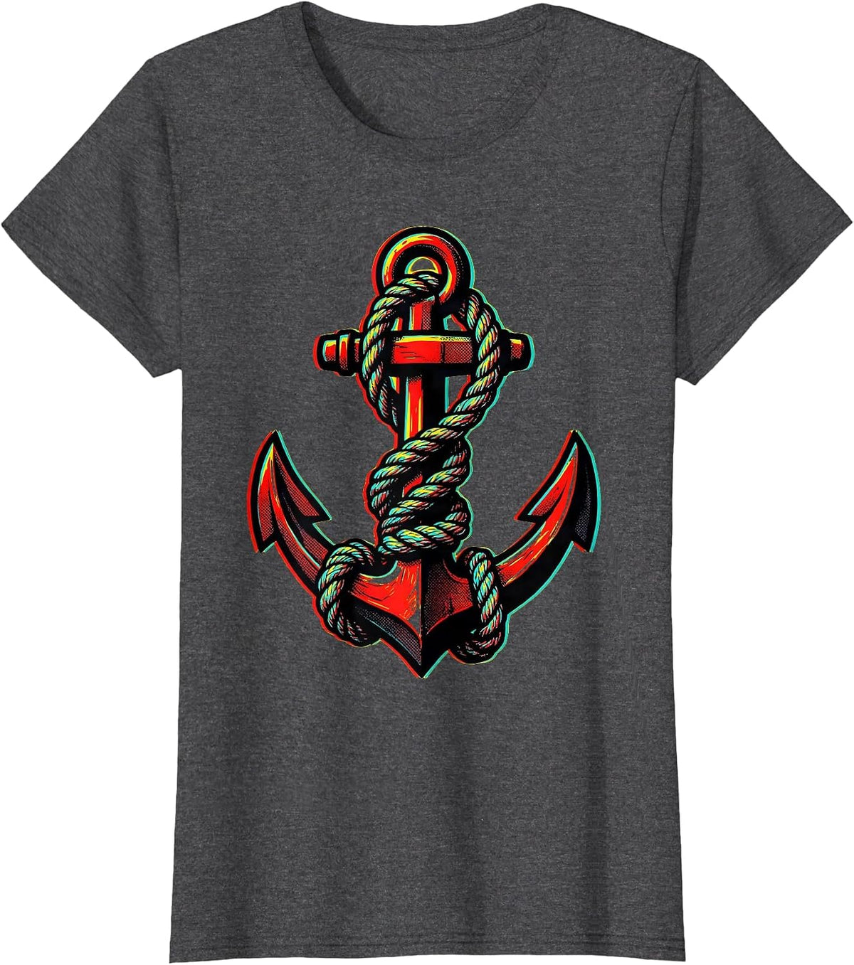 Women's Anchor Rope Knot Nautical Illustration T-Shirt - Dark Heather Grey