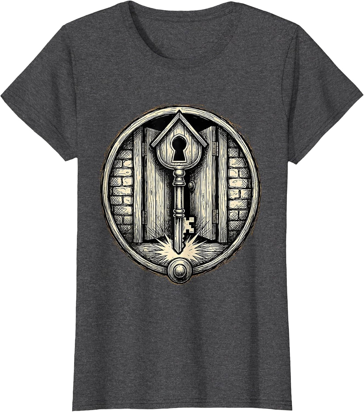 Women's Sped Teacher Giant Key Unlocking School Door T-Shirt - Dark Heather Grey