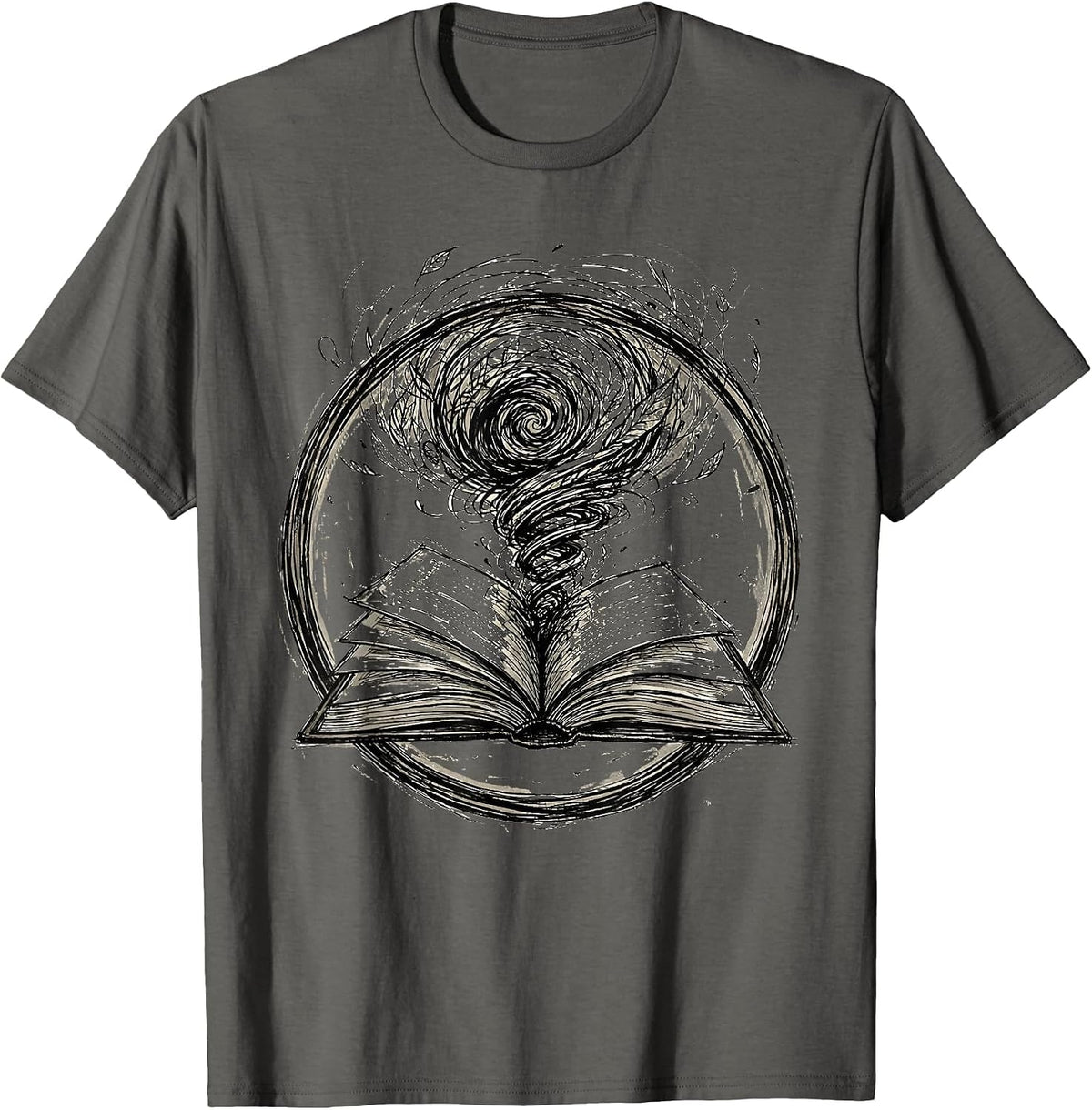 Men's Dyslexia Awareness Open Book Floating Letters T-Shirt - Asphalt Grey