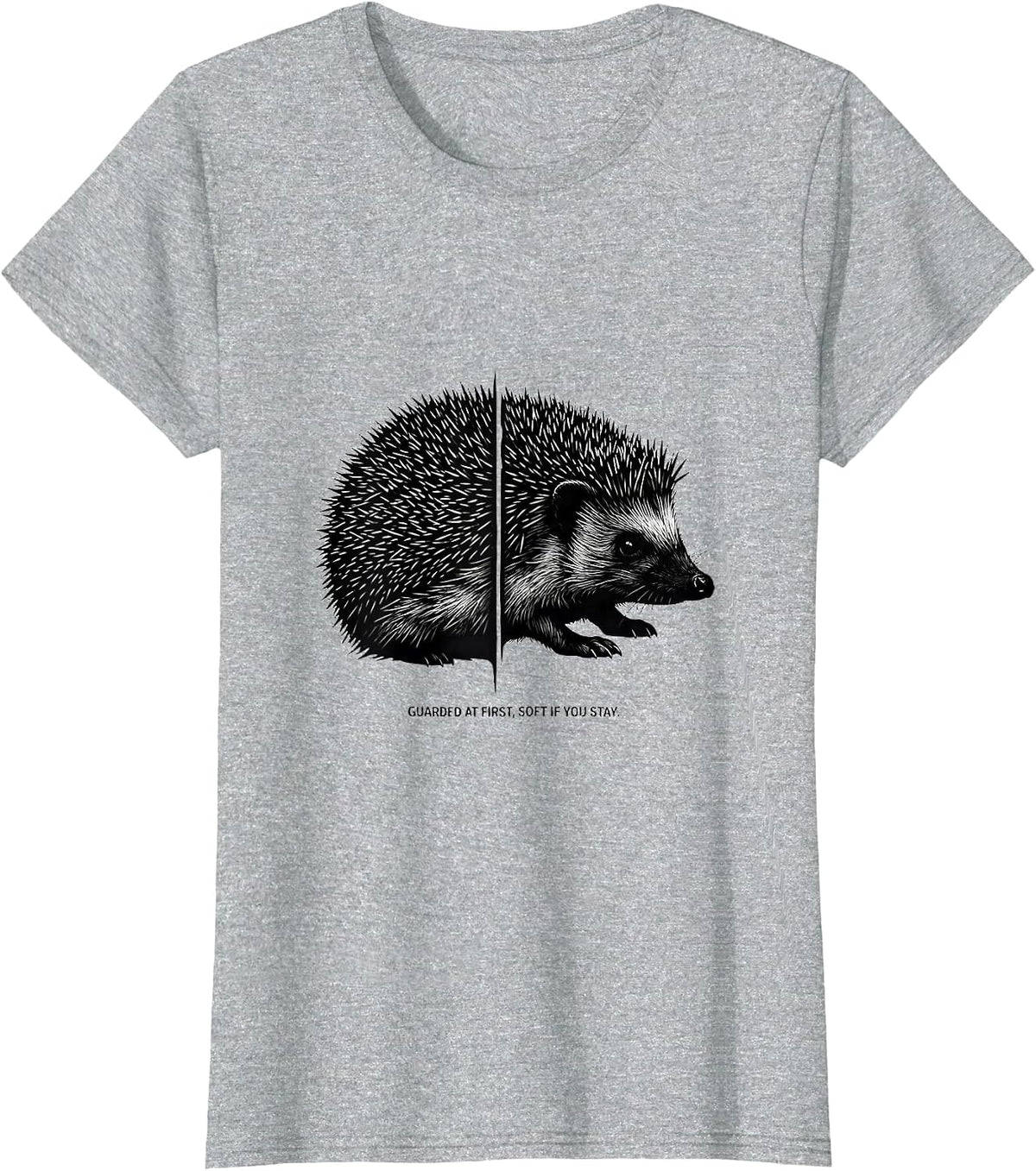 Guarded At First, Soft If You Stay Cute Hedgehog Lover Gift T-Shirt - Heather Grey
