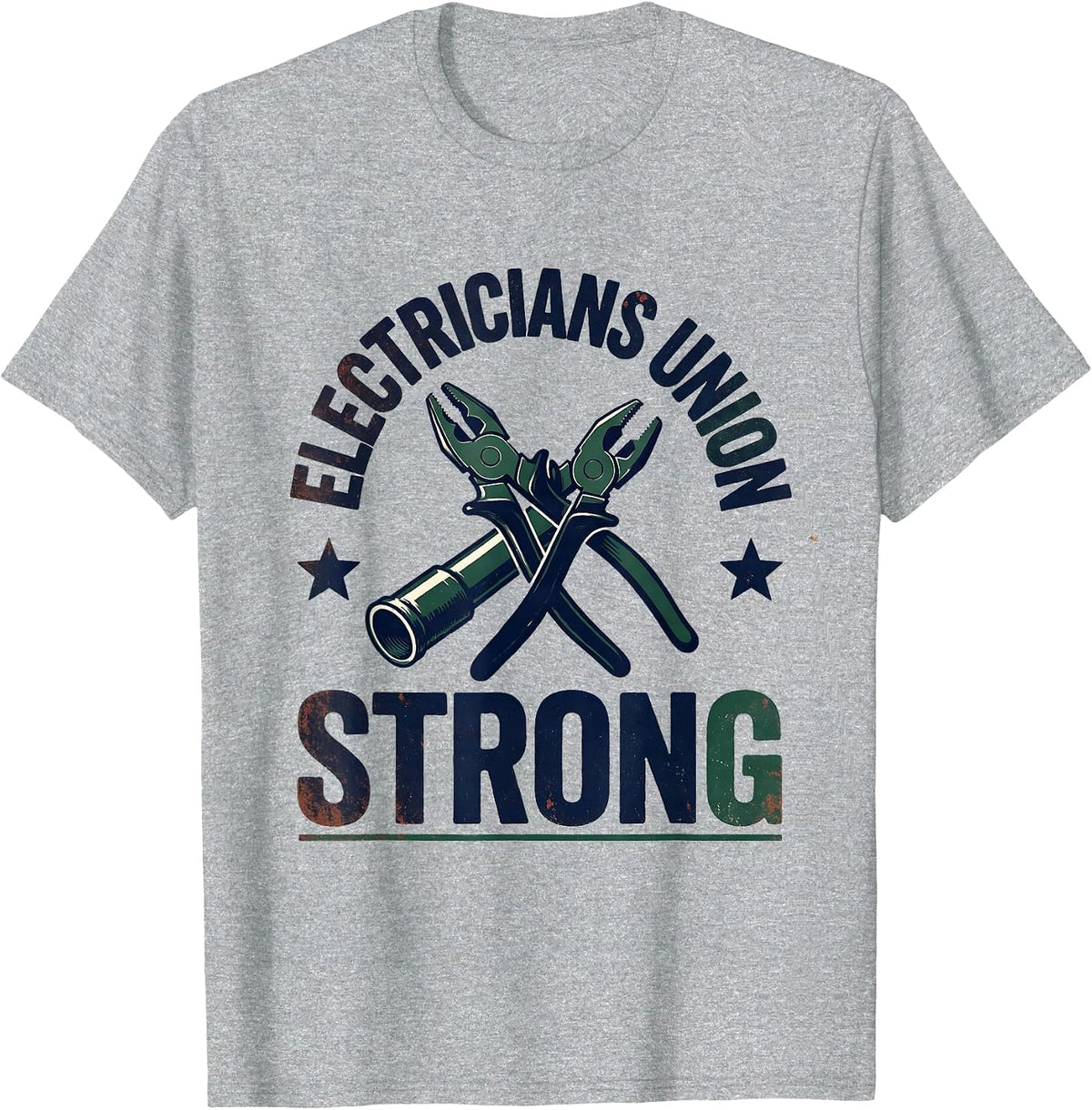 Men's Electricians Union Strong Vintage Skilled Trades Labor Pride T-Shirt - Heather Grey