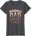 Women's Rodeo Dad Distressed Lariat Knot Family Birthday Party T-Shirt - Dark Heather Grey