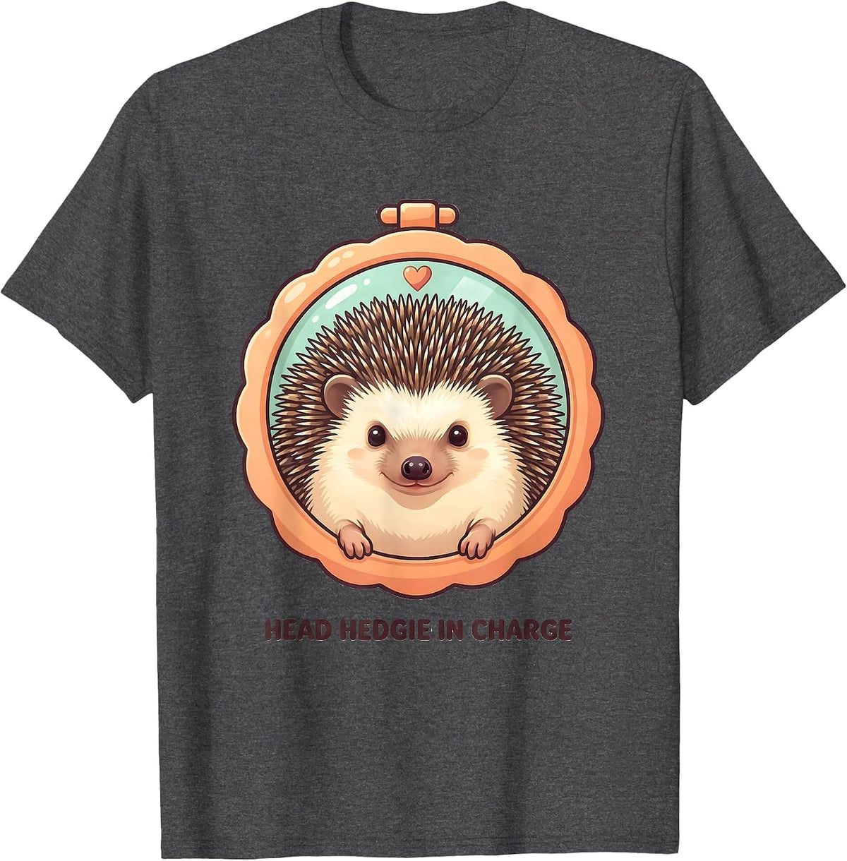 Head Hedgie In Charge Cute Kawaii Hedgehog Pet Lover Humor T-Shirt - Dark Heather Grey