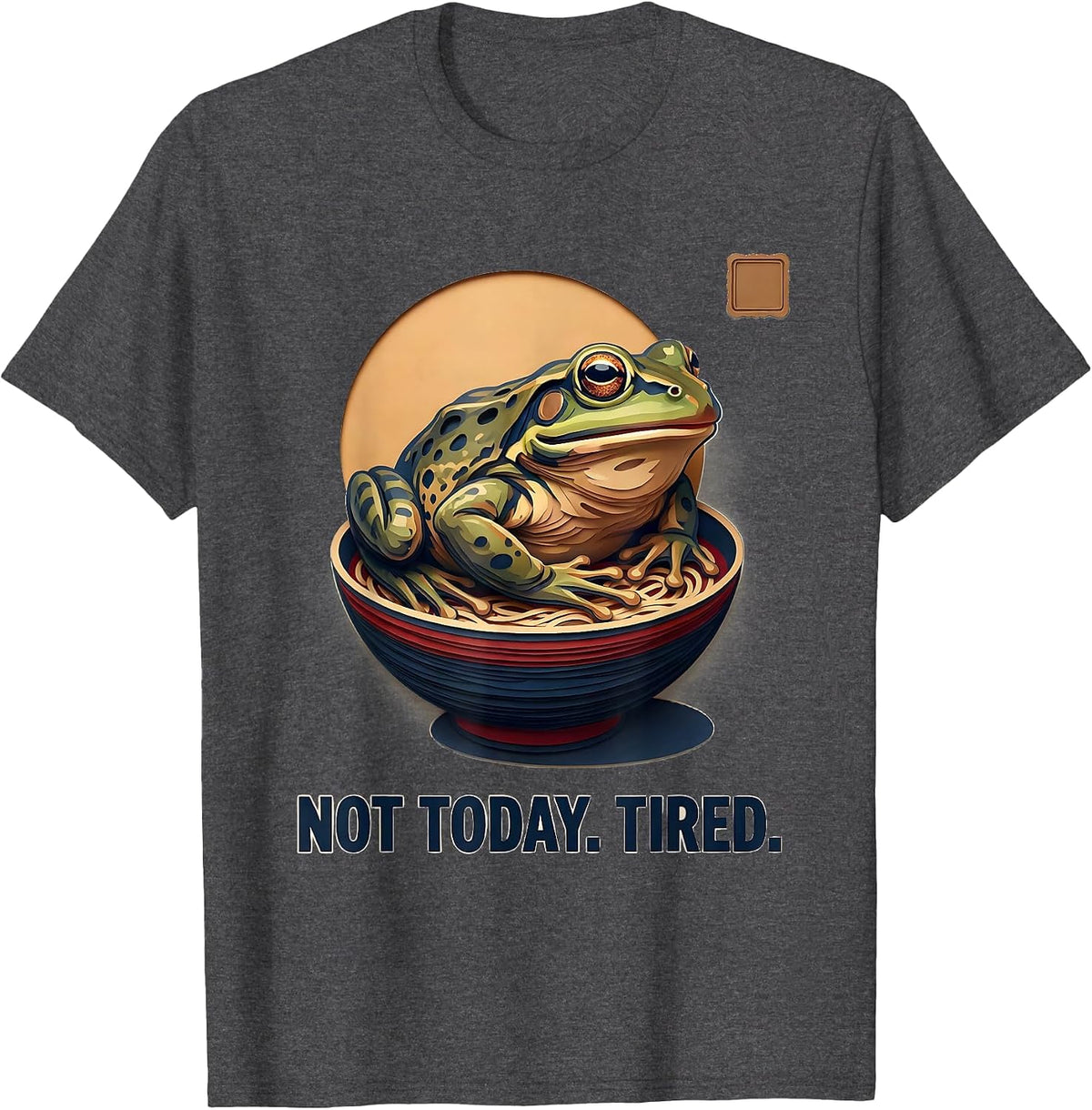 Men's Not Today Tired Funny Frog Ramen Anime Gamer Art T-Shirt - Dark Heather Grey