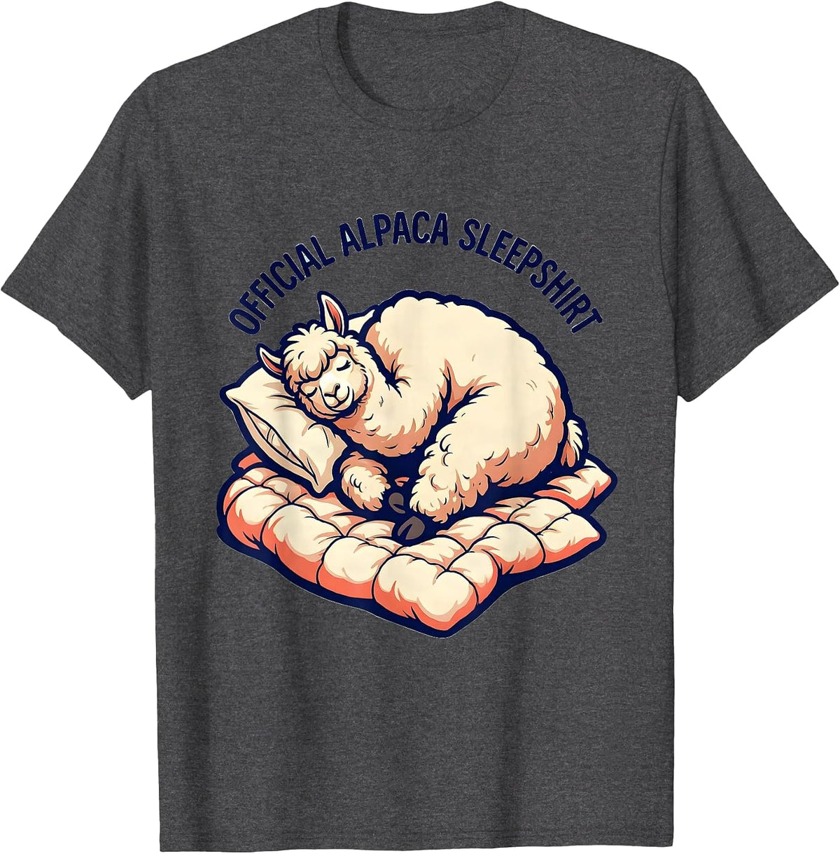Men's Official Alpaca Sleepshirt Cute Cartoon Animal Lover Gift T-Shirt - Dark Heather Grey