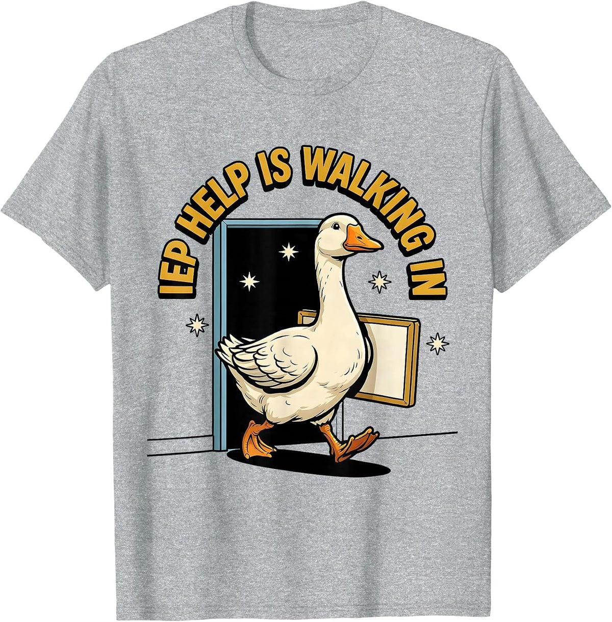 Men's IEP Help Is Walking In Funny Special Education Teacher Sped T-Shirt - Heather Grey