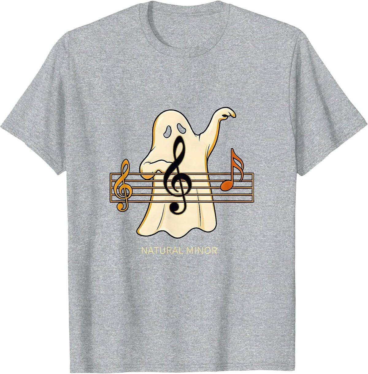 Men's Natural Minor Illustration Whimsical Music Teacher Halloween T-Shirt - Heather Grey