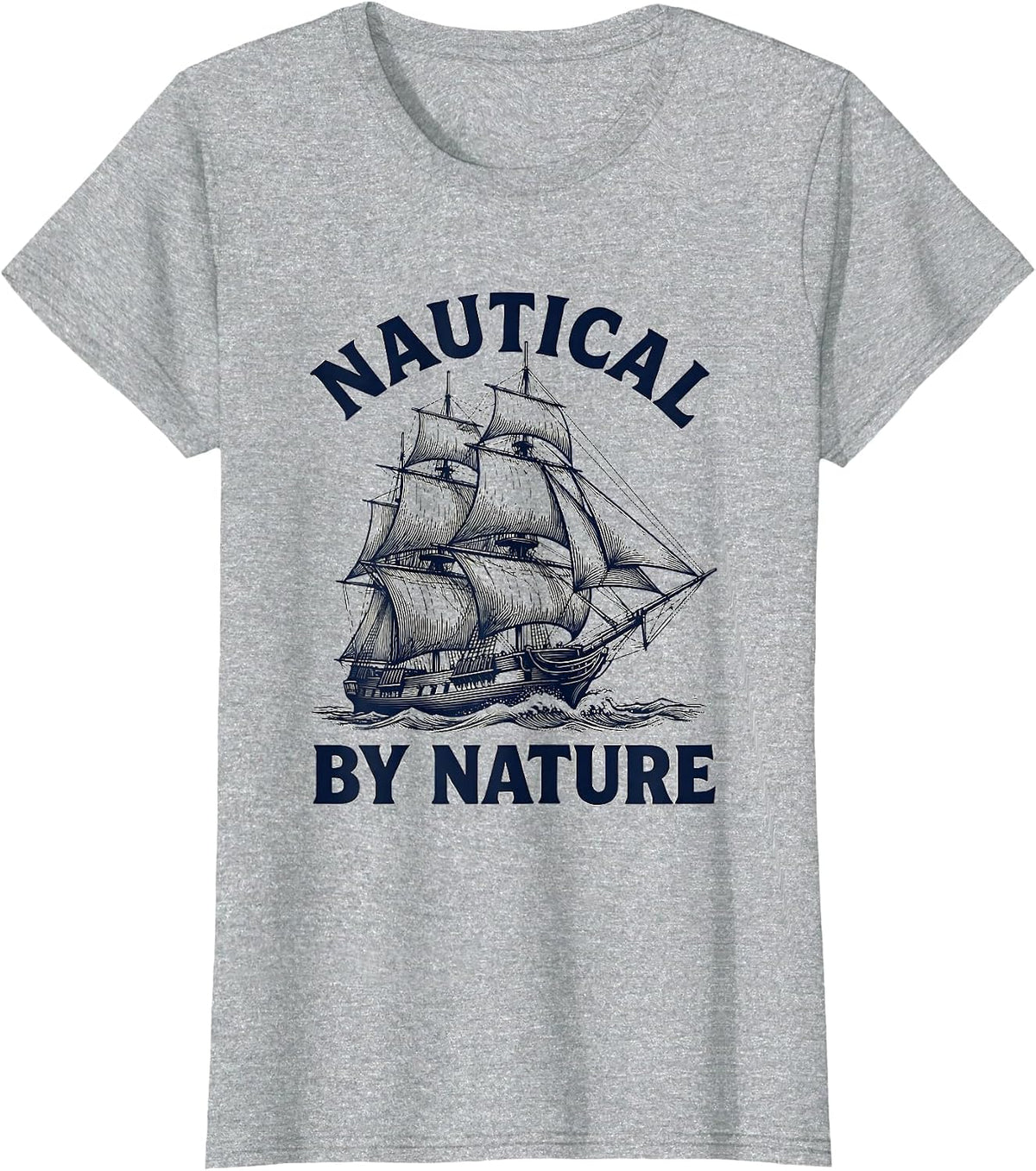 Nautical By Nature Sailor Graphic Design T-Shirt - Heather Grey