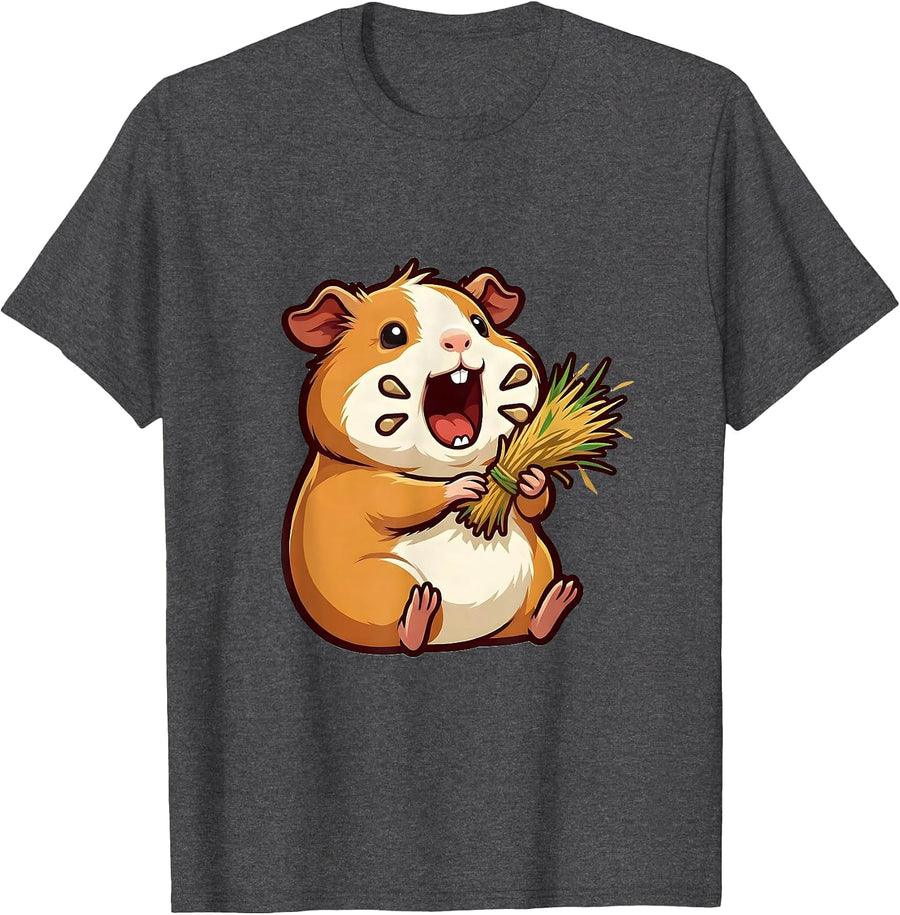 Men's Compact Tailless Guinea Pig Mascot Funny Cavy Owner T-Shirt - Dark Heather Grey