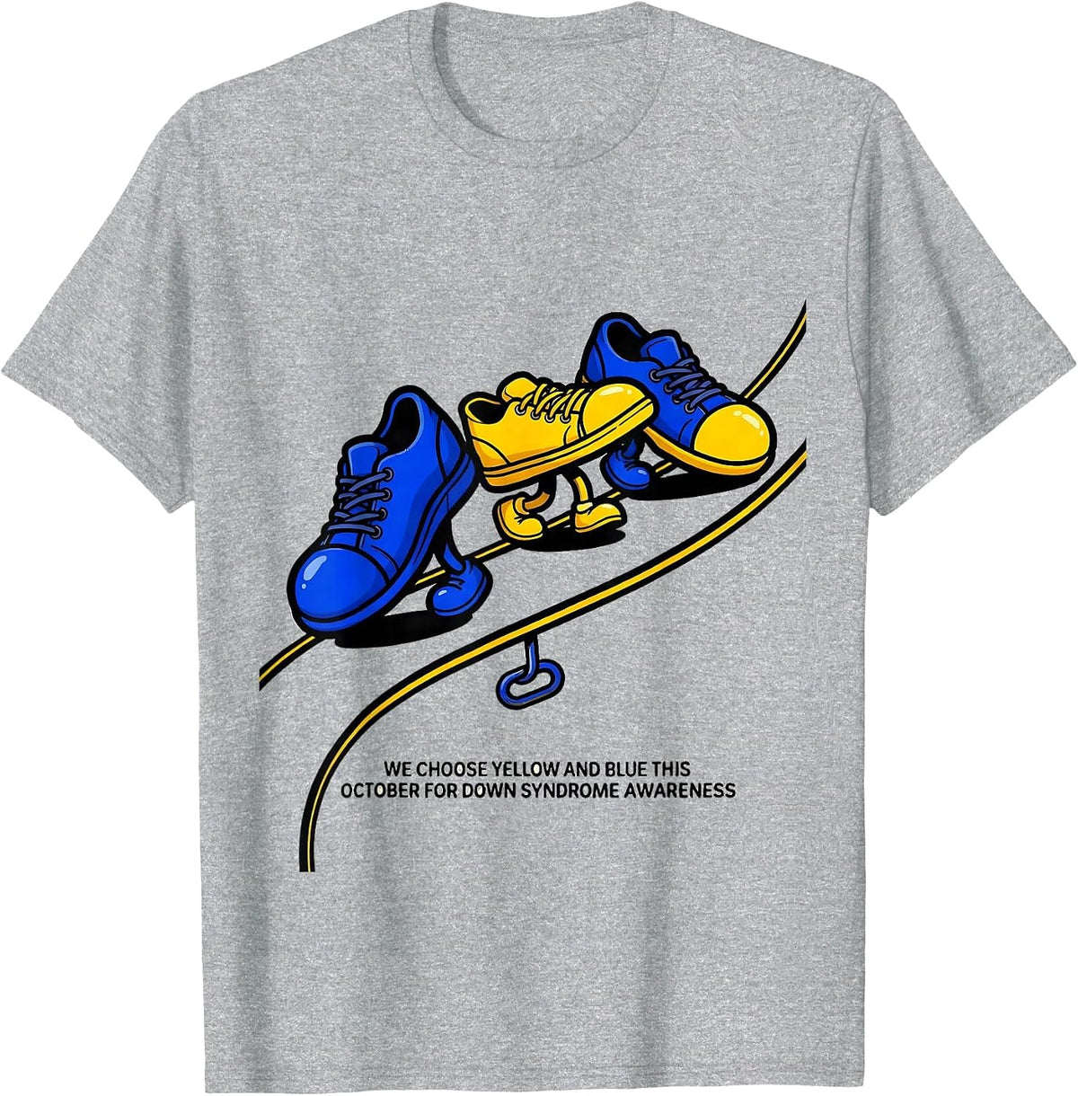 Men's We Choose Yellow Blue Down Syndrome Awareness October T-Shirt - Heather Grey