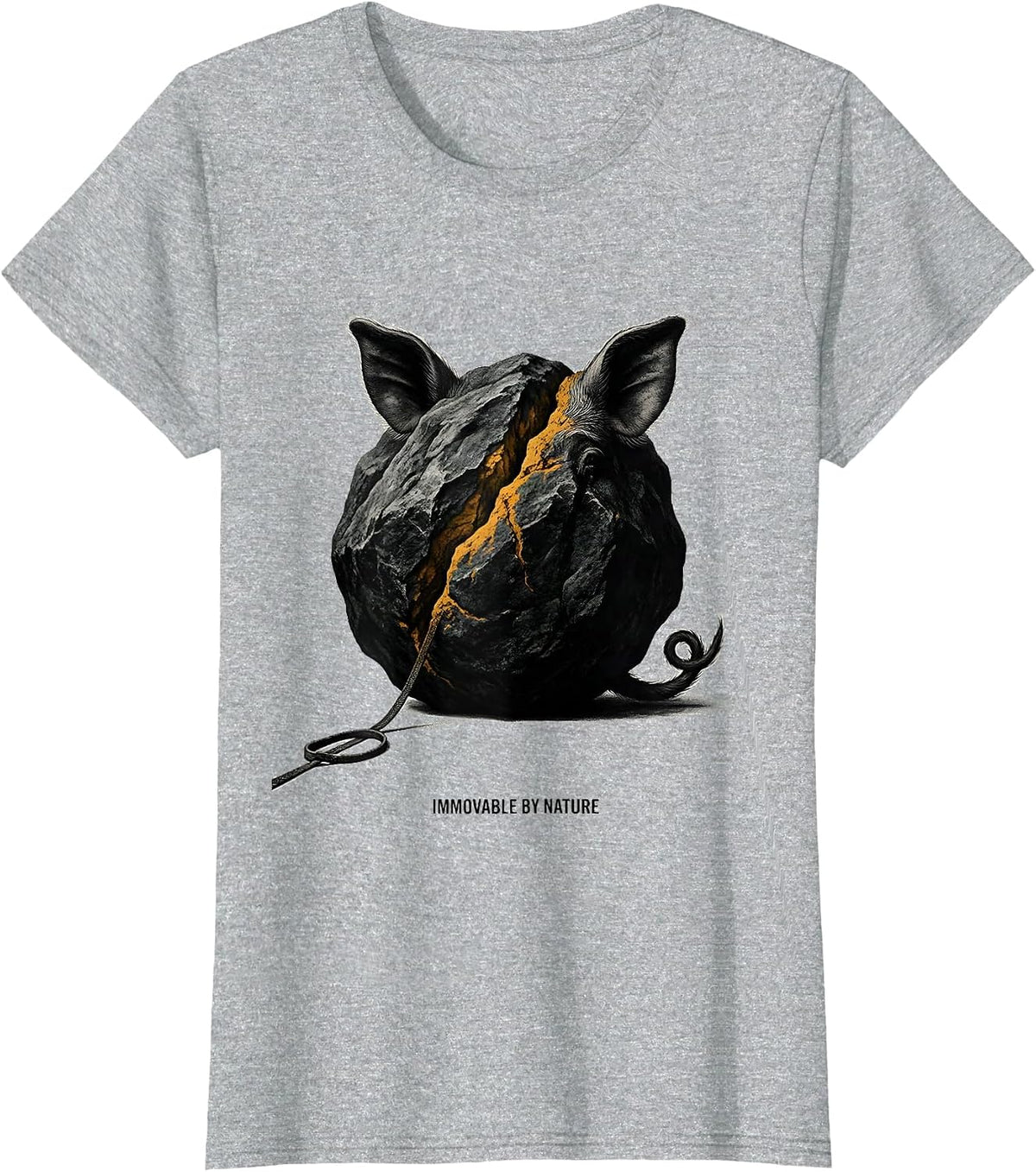 Immovable By Nature Funny Pig Lover Pet Owner Humor T-Shirt - Heather Grey