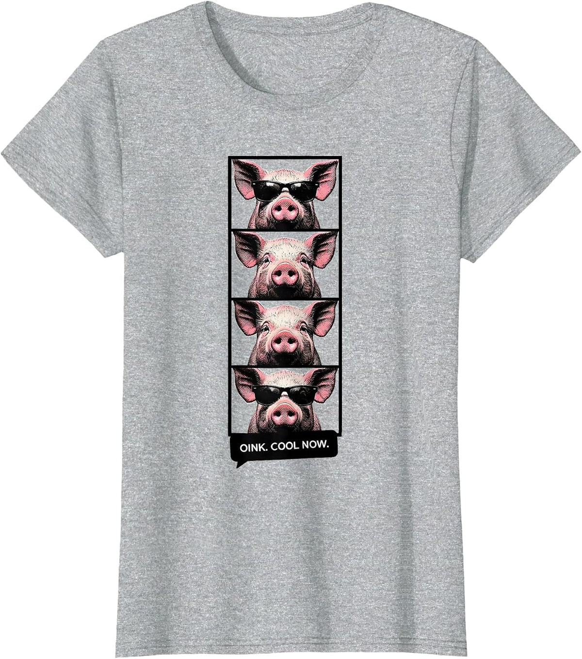 Oink Cool Now Funny Pig Farm Animal Lover Vintage Photo T-Shirt - Heather Grey