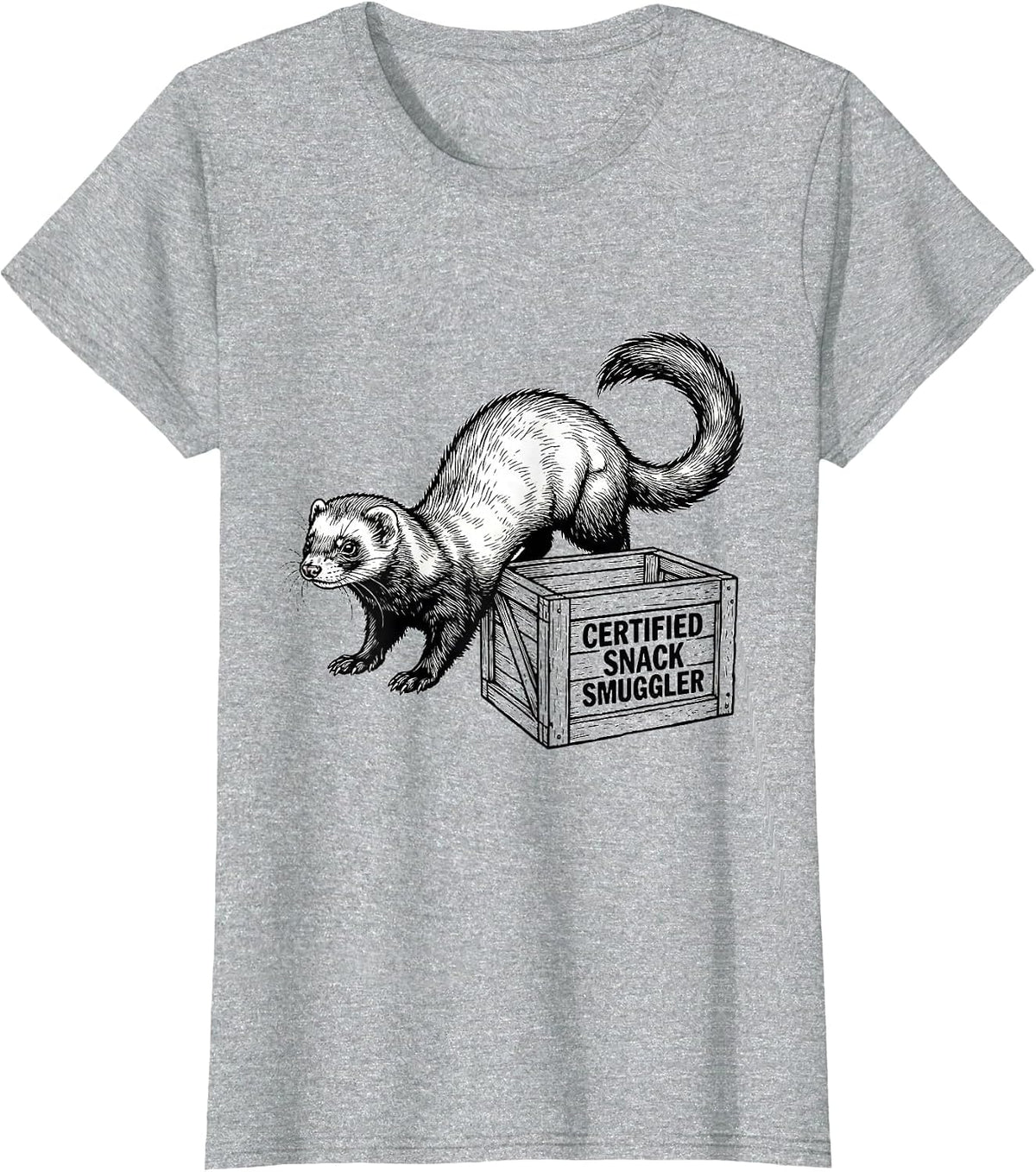Women's Certified Snack Smuggler Funny Ferret Lover Gifts For Kids T-Shirt - Heather Grey