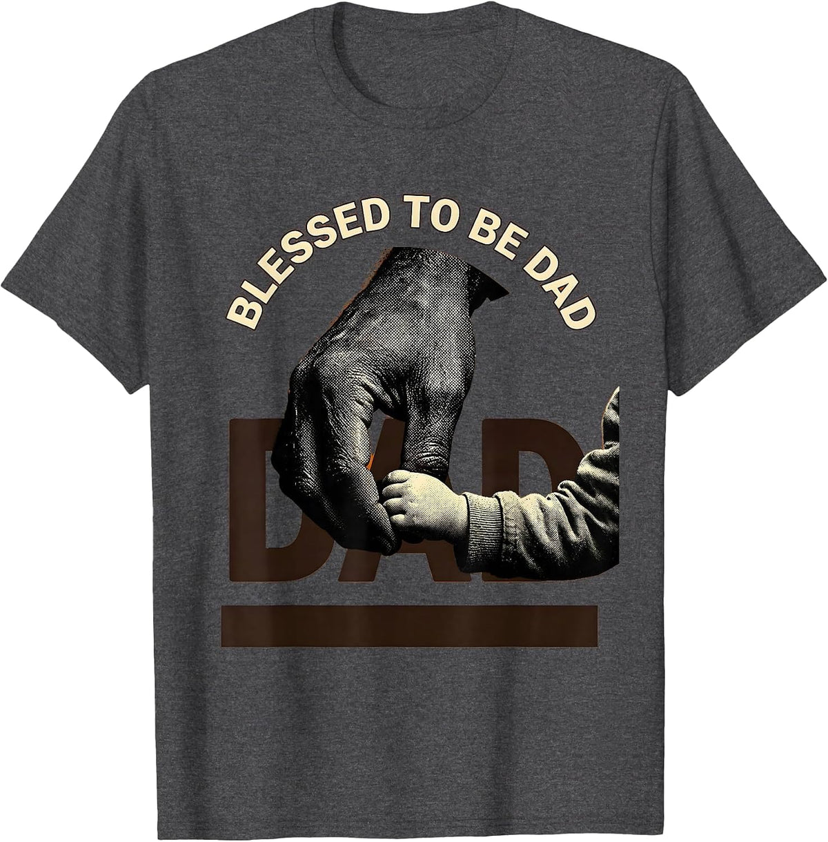 Men's Blessed to Be Dad Fatherhood Design T-Shirt - Dark Heather Grey
